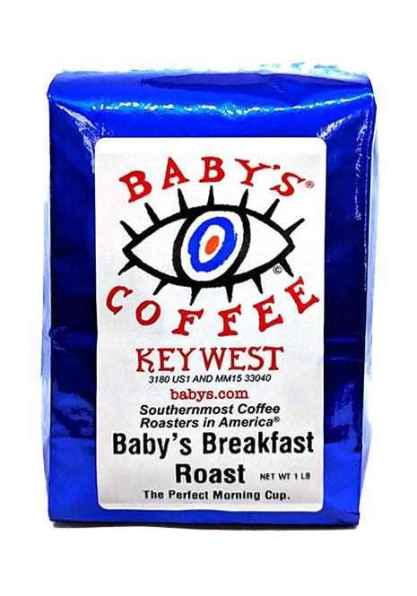 Bag of Baby's Breakfast Roast® coffee from Baby's Coffee Key West, the perfect morning cup
