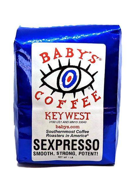 Bag of Sexpresso smooth strong potent coffee by Baby's Coffee Key West