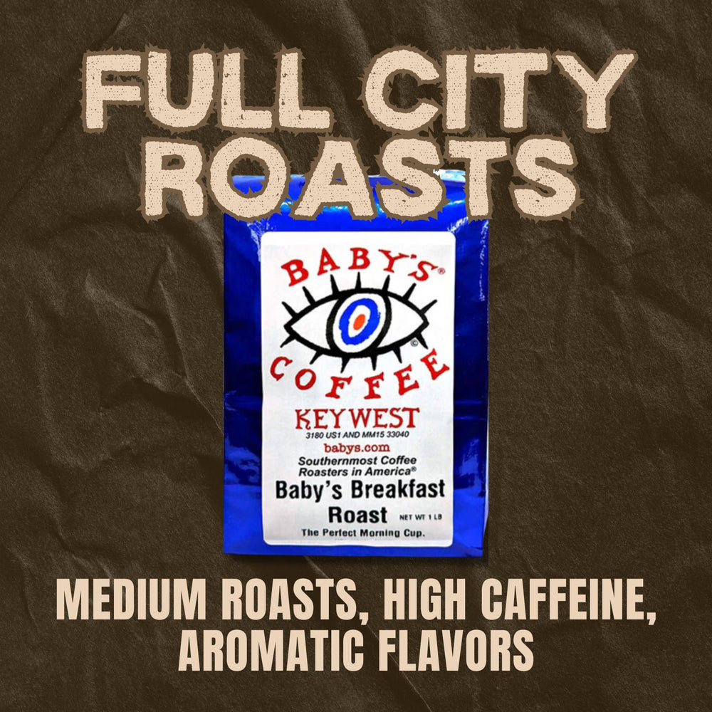 Full City Roast medium coffee beans with rich aroma and balanced flavor