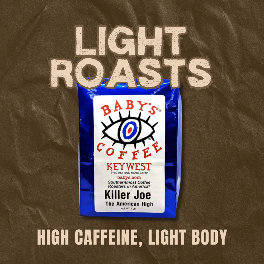 Close-up of light brown coffee beans representing lighter roasts