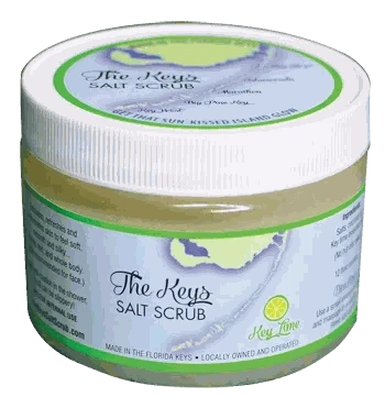The Keys Salt Scrub exfoliating salt scrub in labeled jar